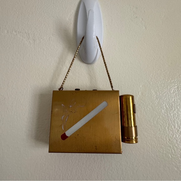 VINTAGE Double-sided Compact Mirror and Cigarette Case with Lipstick Holder - Picture 8 of 13
